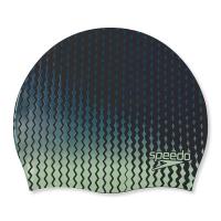 Шапочка для плав. SPEEDO Slogan Print Cap, 8-0838517619, ЧЕРНО-ЗЕЛЕНЫЙ, силикон