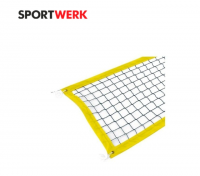 Сетка волейбол пляжная SPORTWERK Д=4,0 мм яч. 100*100 черный Размер 1,0 * 8,5 м обш. с 4-ех сторон, верх/низ желтый тент 7 см ПП