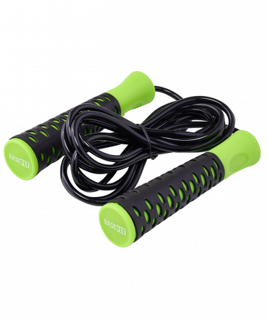 Скакалка RP-103 PVC, с нескользящей ручкой, 3,05 м, черный/зеленый