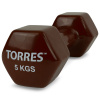 Гантель TORRES 5 кг, PL522207, металл в виниловой оболочке, форма шестигранник, коричневый