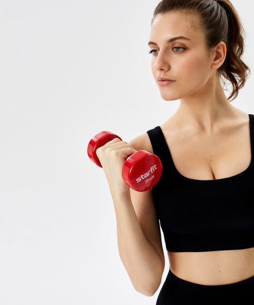 УЦЕНКА Гантель виниловая STARFIT DB-101 3 кг, красный