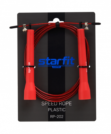 Скакалка STARFIT RP-202, с подшипниками, с пластиковыми ручками, 3 м, красный