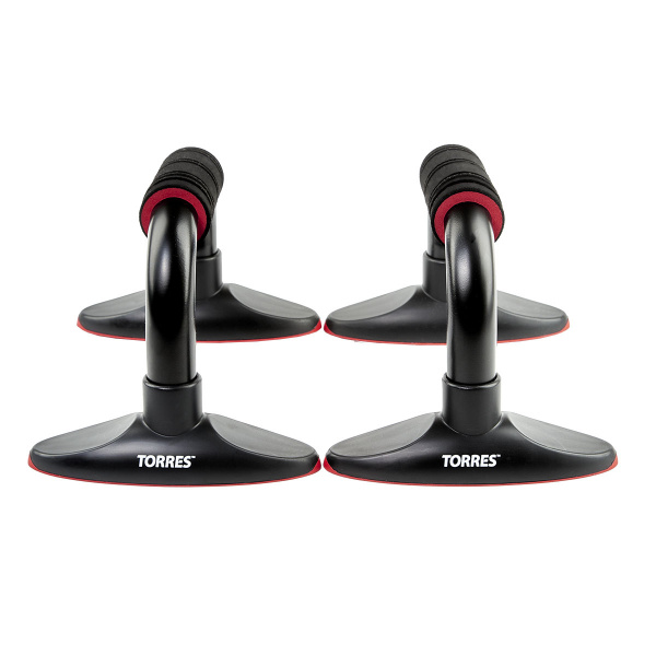 Упоры для отжимания TORRES Push-Up Bars металл, PL5015, эрг. форма, съем. основания, черн-крас