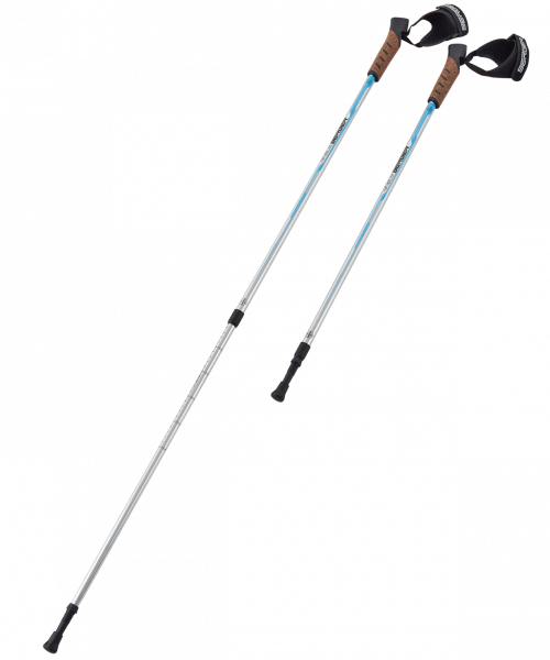 Скандинавские палки Nimbus, 77-135 см, 2-секционные, серебристый/голубой