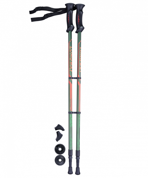 Палки для скандинавской ходьбы Longway, 77-135 см, 2-секционные, тёмно-зеленый/оранжевый