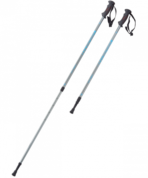 Скандинавские палки Oxygen, 77-135 см, 2-секционные, серебристый/голубой
