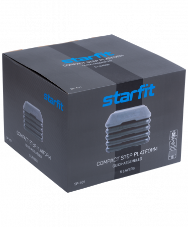 Степ-платформа SP-401 40х40х30 см, 5-уровневая, квадратная, с обрезиненным покрытием