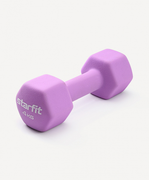УЦЕНКА Гантель неопреновая STARFIT DB-201 4 кг, фиолетовый пастель, пара