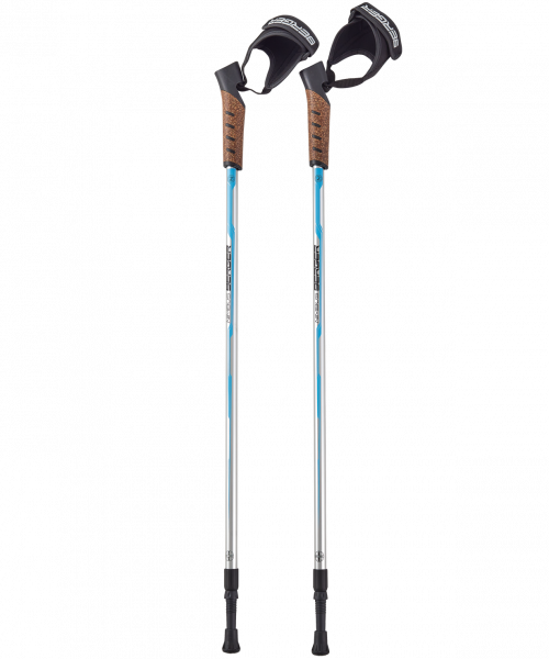 Скандинавские палки Nimbus, 77-135 см, 2-секционные, серебристый/голубой