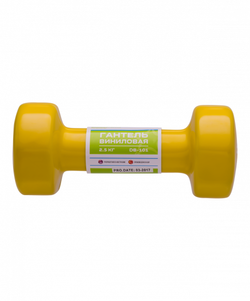 Гантель виниловая DB-101 2,5 кг, желтая