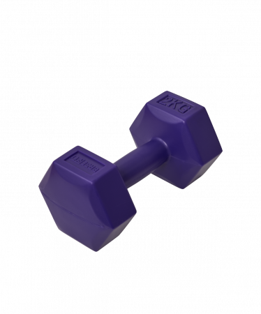Гантель гексагональная DB-305 2 кг, пластиковый, фиолетовый, пара