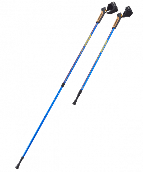 Скандинавские палки Blade, 77-135 см, 2-секционные, синий/красный/желтый